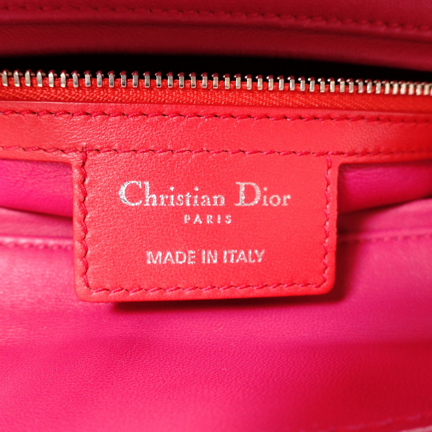 Christian Dior Lady Dior Handbag, Leather, Orange, 2-Way
