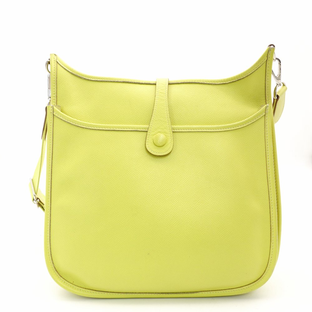 HERMES Evelyn 3 PM Yellow Epsom Shoulder Bag Leather H Logo Silver Hardware □O Stamped R801788