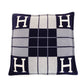 Hermès Cushion Avalon 3 PM Cushion Wool Cashmere Blend H Logo Navy Blue White 7-10-065