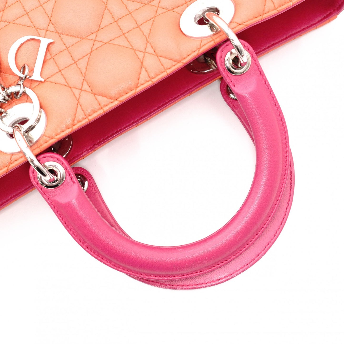Christian Dior Lady Dior Handbag, Leather, Orange, 2-Way