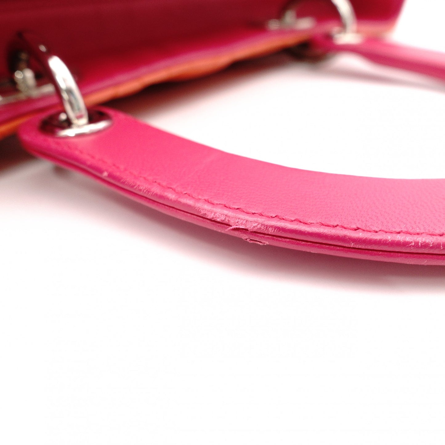 Christian Dior Lady Dior Handbag, Leather, Orange, 2-Way