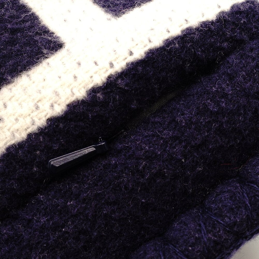 Hermès Cushion Avalon 3 PM Cushion Wool Cashmere Blend H Logo Navy Blue White 7-10-065