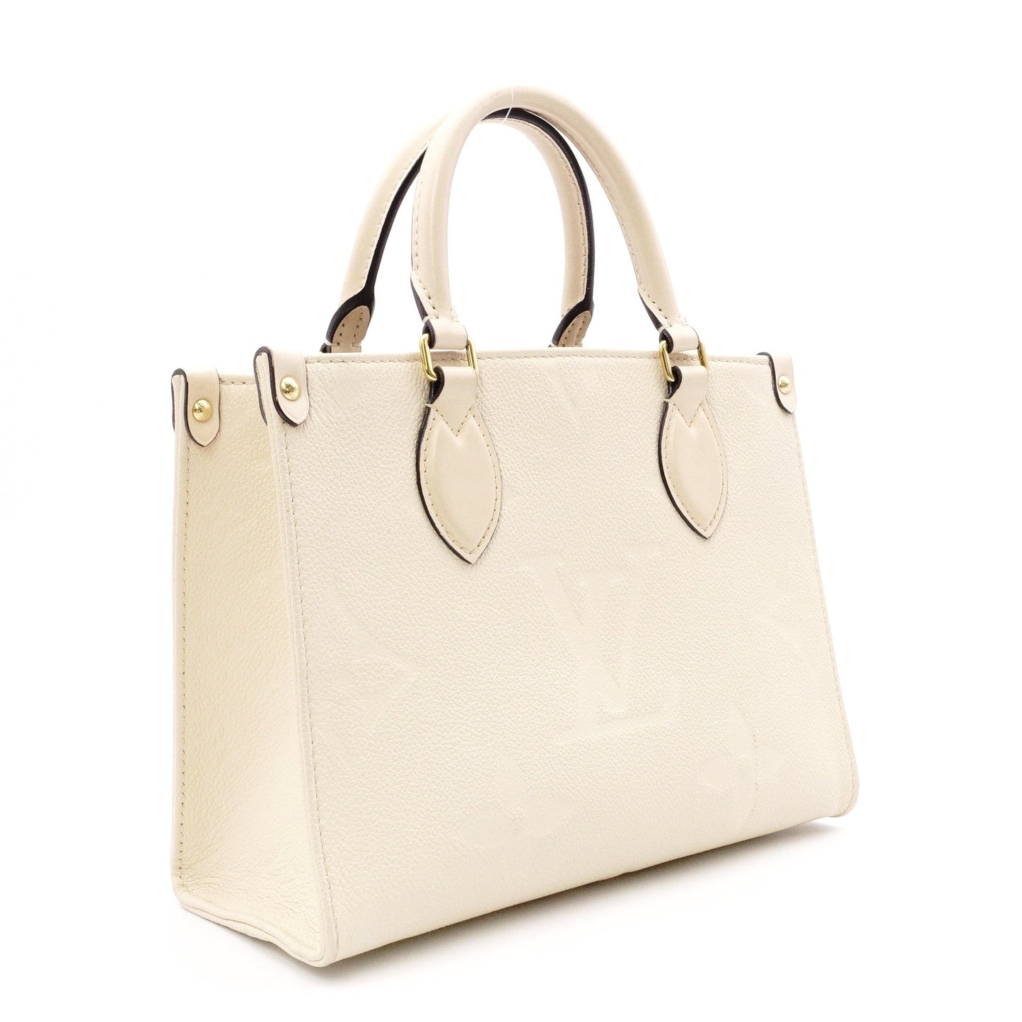 LOUIS VUITTON On the Go PM OTG Monogram Implant Handbag, Leather, Off-White, 2-Way