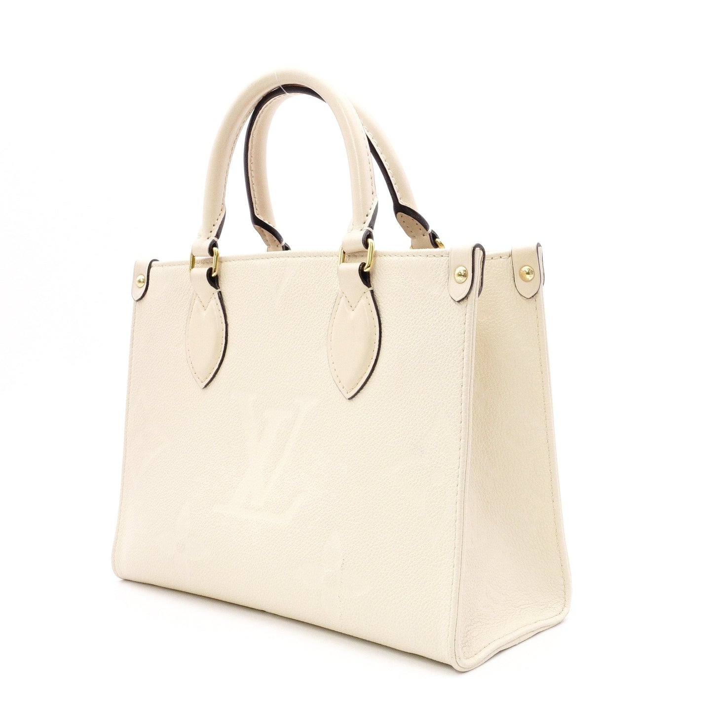 LOUIS VUITTON On the Go PM OTG Monogram Implant Handbag, Leather, Off-White, 2-Way