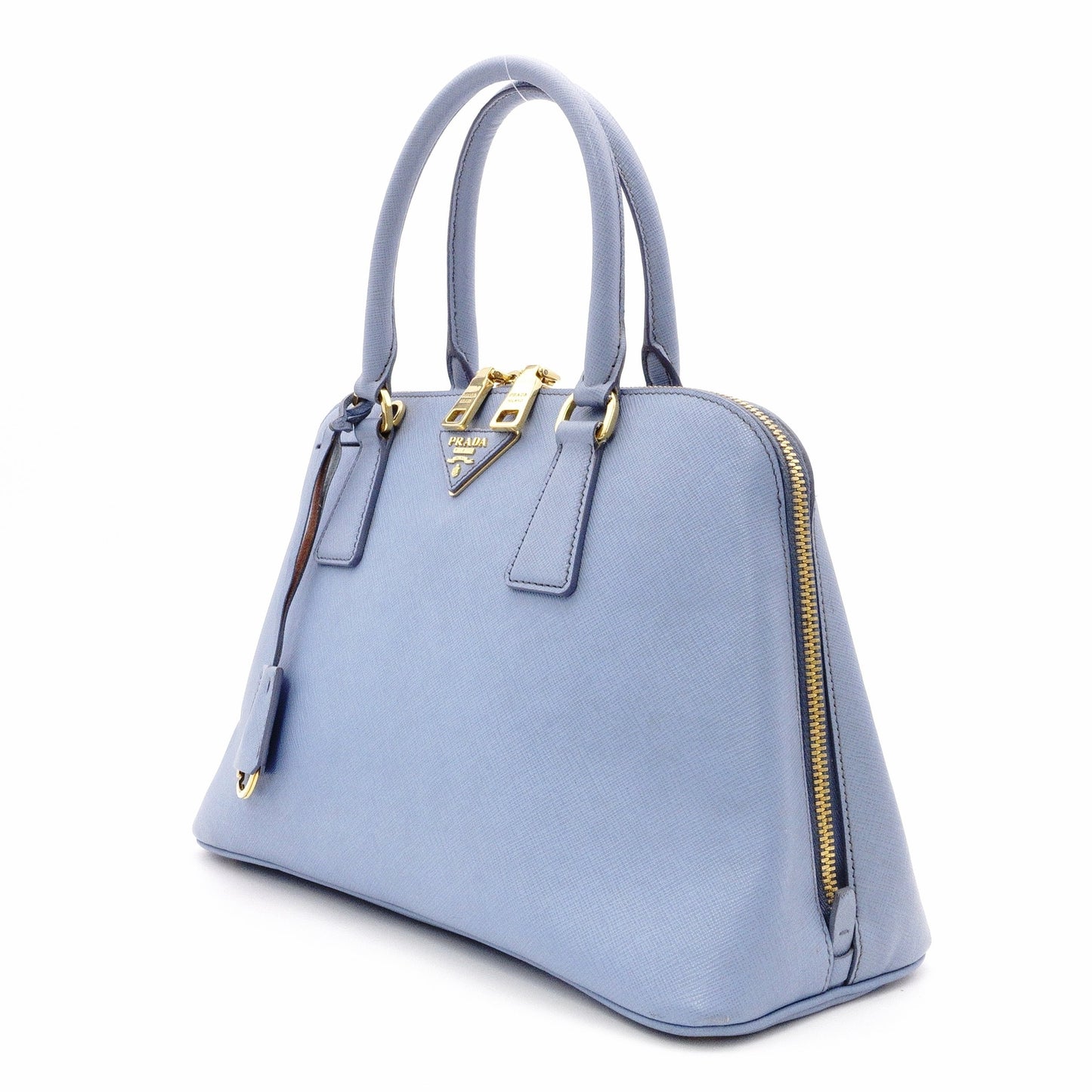 PRADA Saffiano Leather Handbag, Blue, 2-Way Crossbody, Gold Hardware