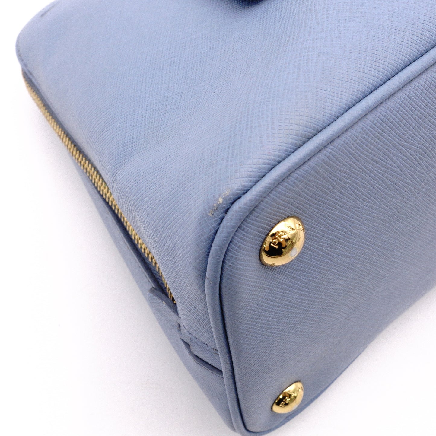 PRADA Saffiano Leather Handbag, Blue, 2-Way Crossbody, Gold Hardware