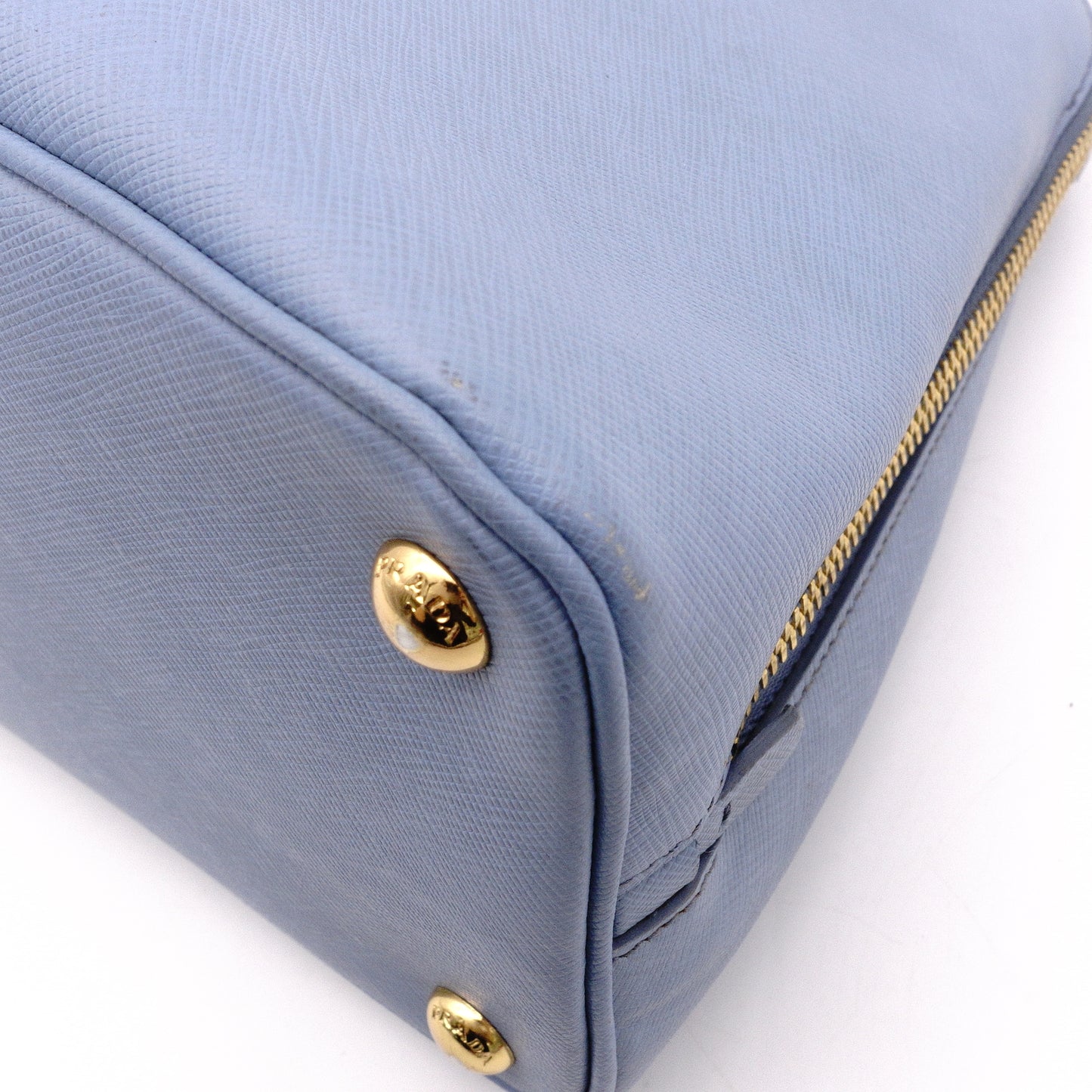 PRADA Saffiano Leather Handbag, Blue, 2-Way Crossbody, Gold Hardware