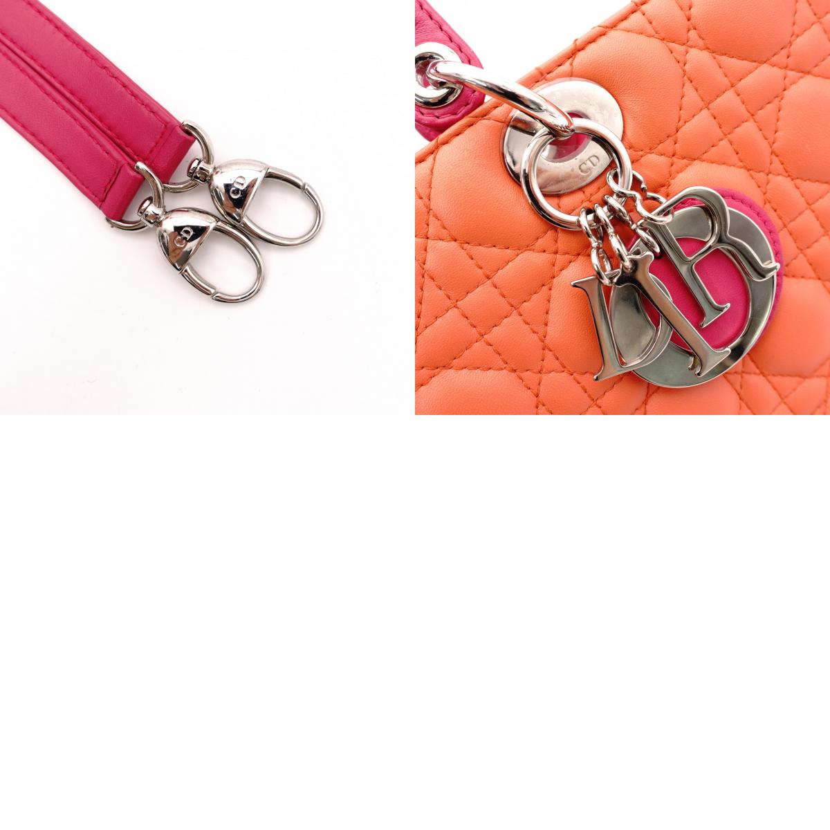 Christian Dior Lady Dior Handbag, Leather, Orange, 2-Way