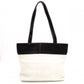 Chanel Lambskin Coco Logo Tote Bag, Leather, White, Women's, Two-tone, Black and White