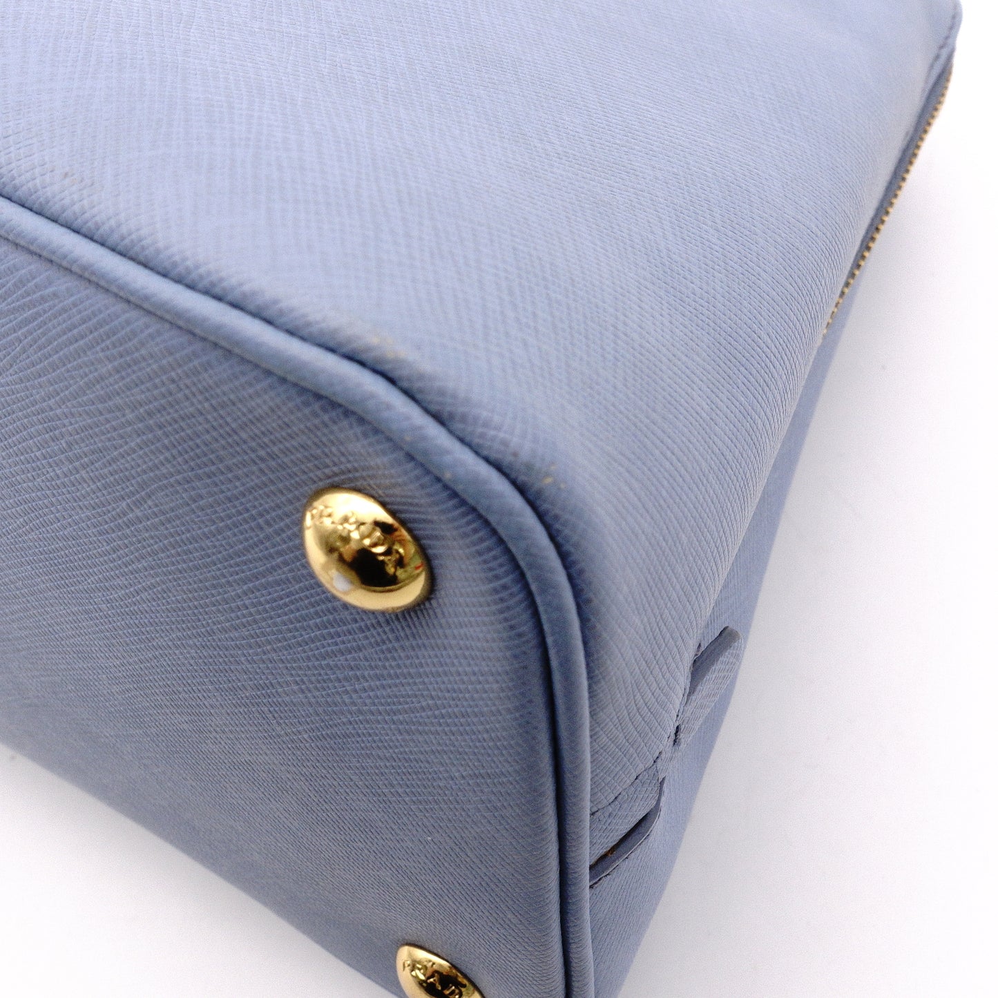 PRADA Saffiano Leather Handbag, Blue, 2-Way Crossbody, Gold Hardware