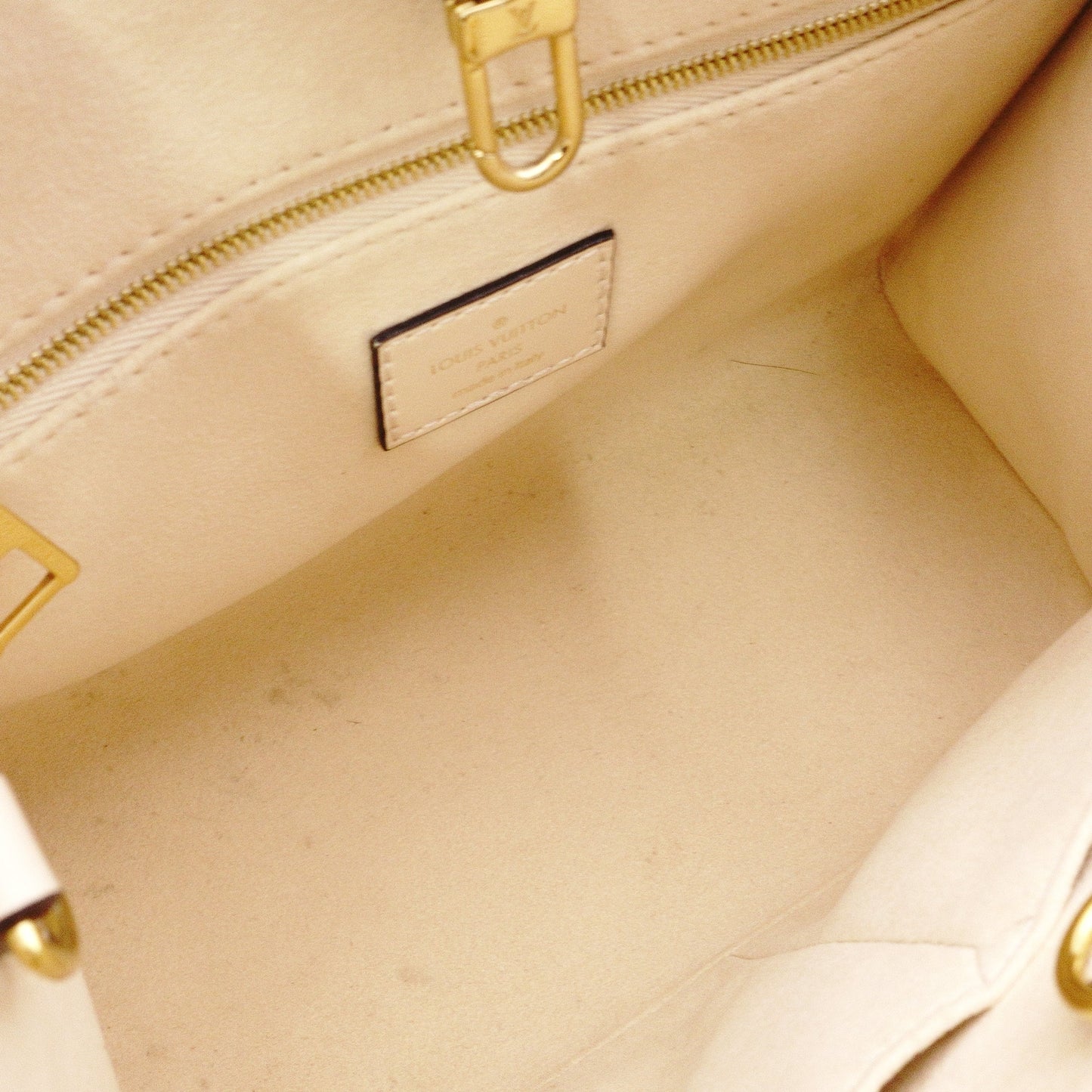 LOUIS VUITTON On the Go PM OTG Monogram Implant Handbag, Leather, Off-White, 2-Way