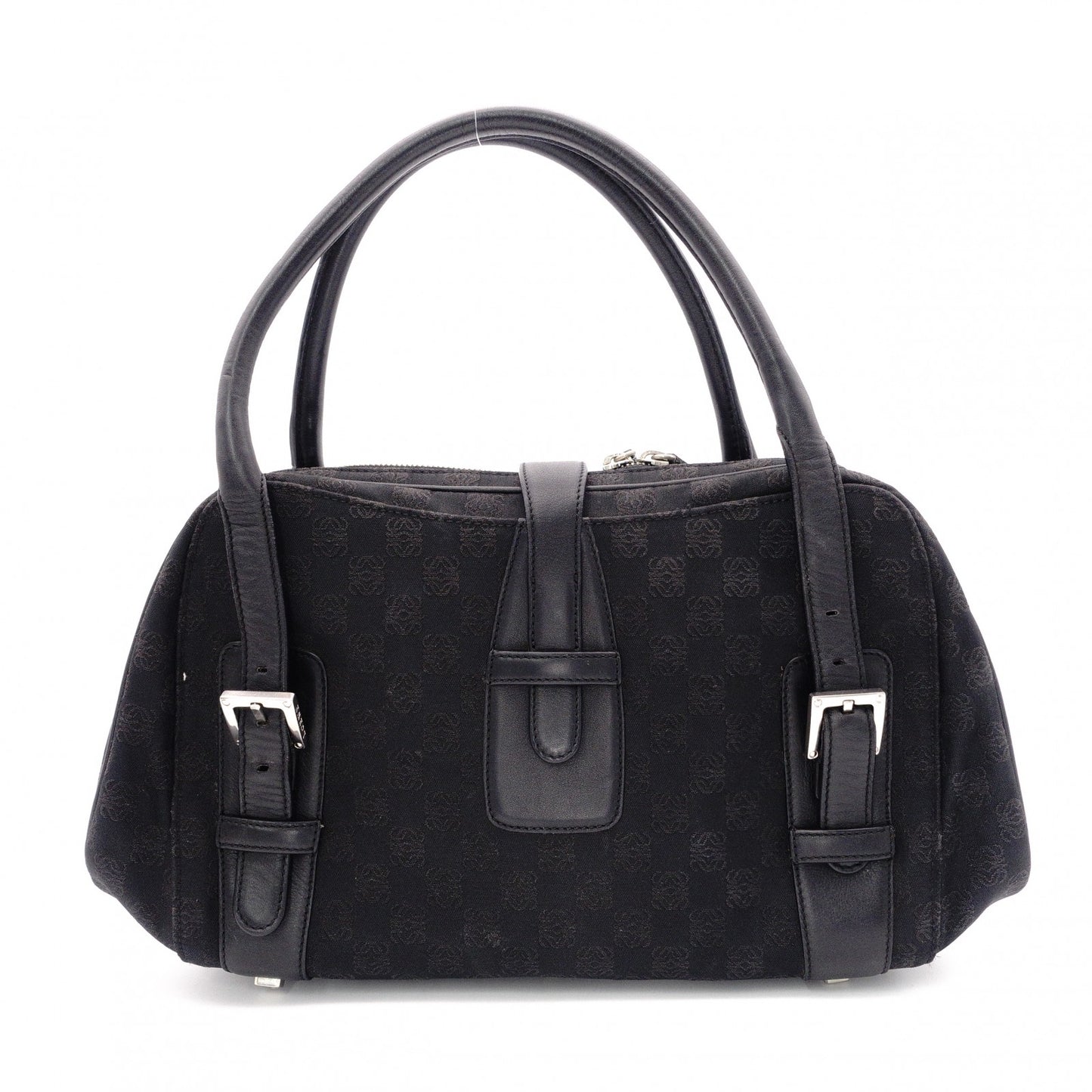 LOEWE Senda Vintage Shoulder Bag, Canvas and Leather, Black