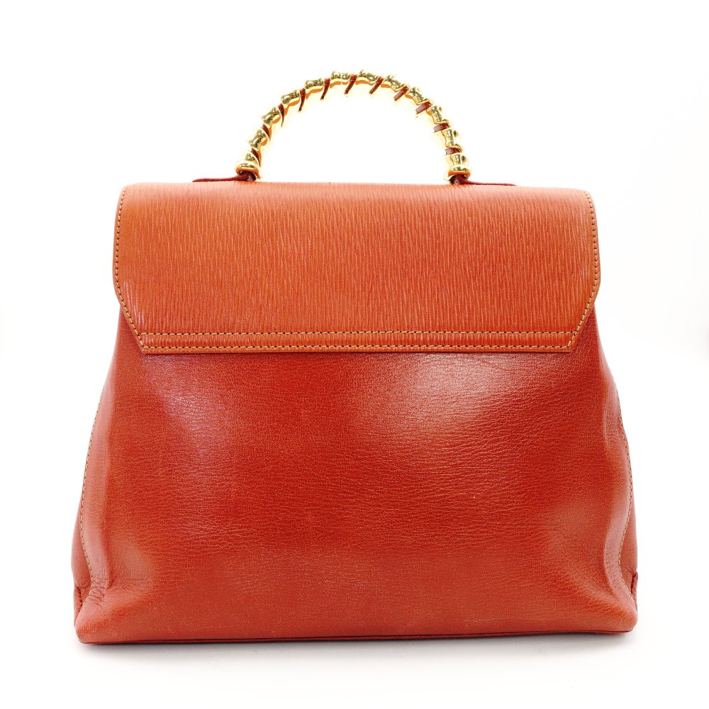 LOEWE Velasquez Handbag Orange Leather 2-Way Shoulder Vintage Gold Hardware R801997