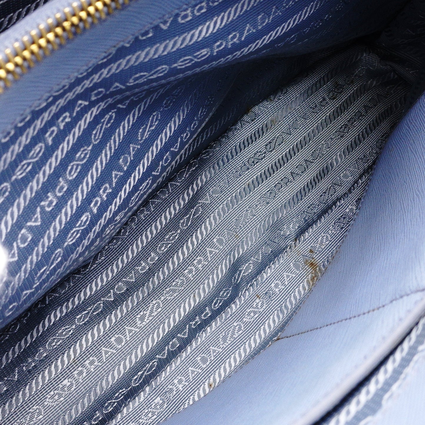 PRADA Saffiano Leather Handbag, Blue, 2-Way Crossbody, Gold Hardware