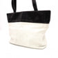 Chanel Lambskin Coco Logo Tote Bag, Leather, White, Women's, Two-tone, Black and White
