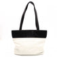 Chanel Lambskin Coco Logo Tote Bag, Leather, White, Women's, Two-tone, Black and White