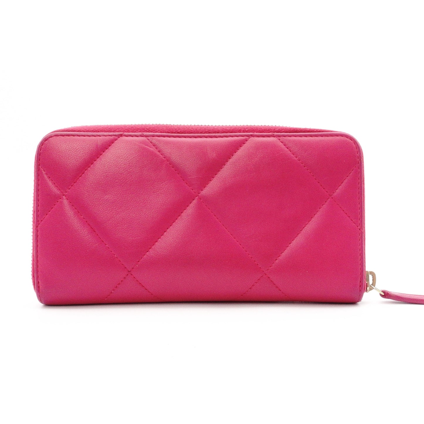 CHANEL CHANEL 19 Long Wallet, Leather, Pink, CC Logo, Gold Hardware, Matelassé Wallet