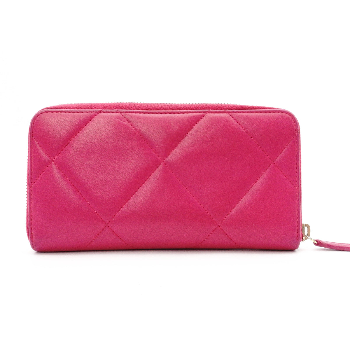 CHANEL CHANEL 19 Long Wallet, Leather, Pink, CC Logo, Gold Hardware, Matelassé Wallet