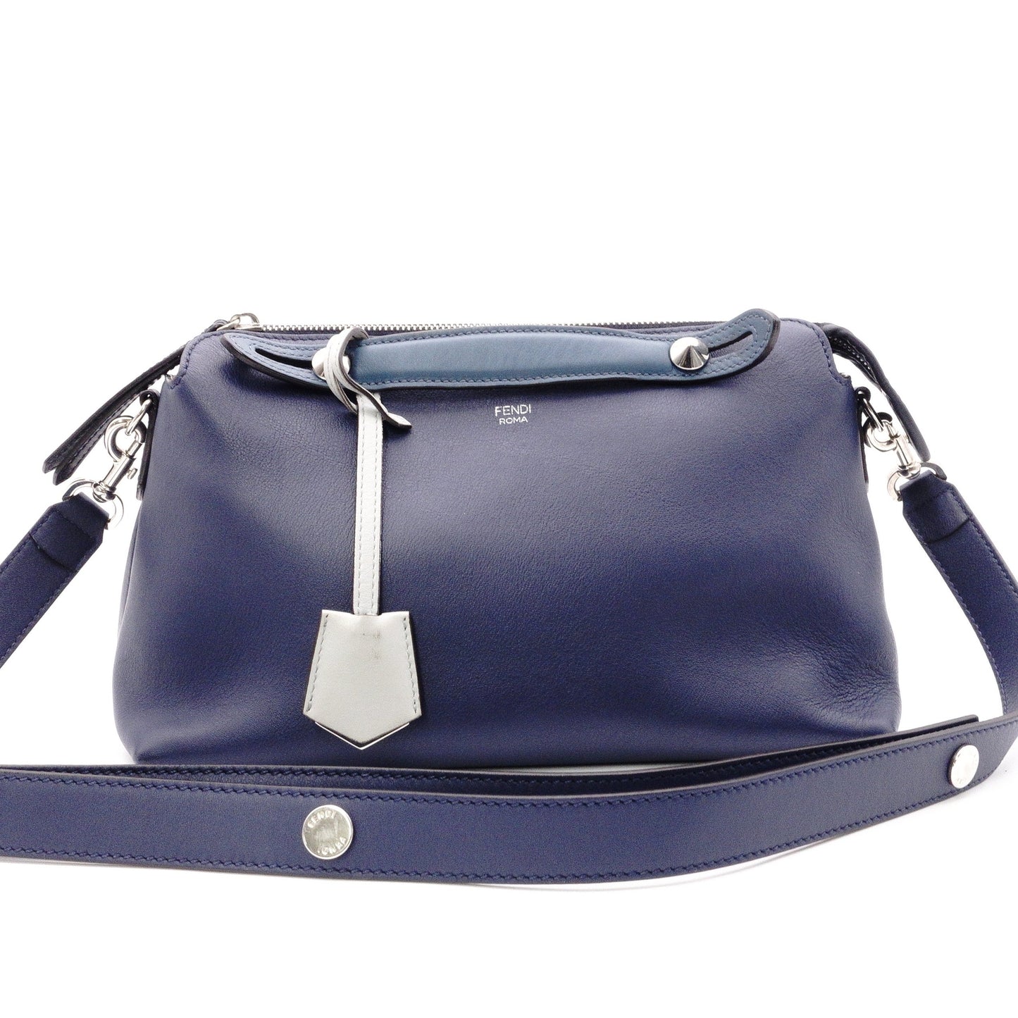 FENDI フェンディ バイザウェイ ハンドバッグ レザー ネイビーブルー系【中古】 レディース