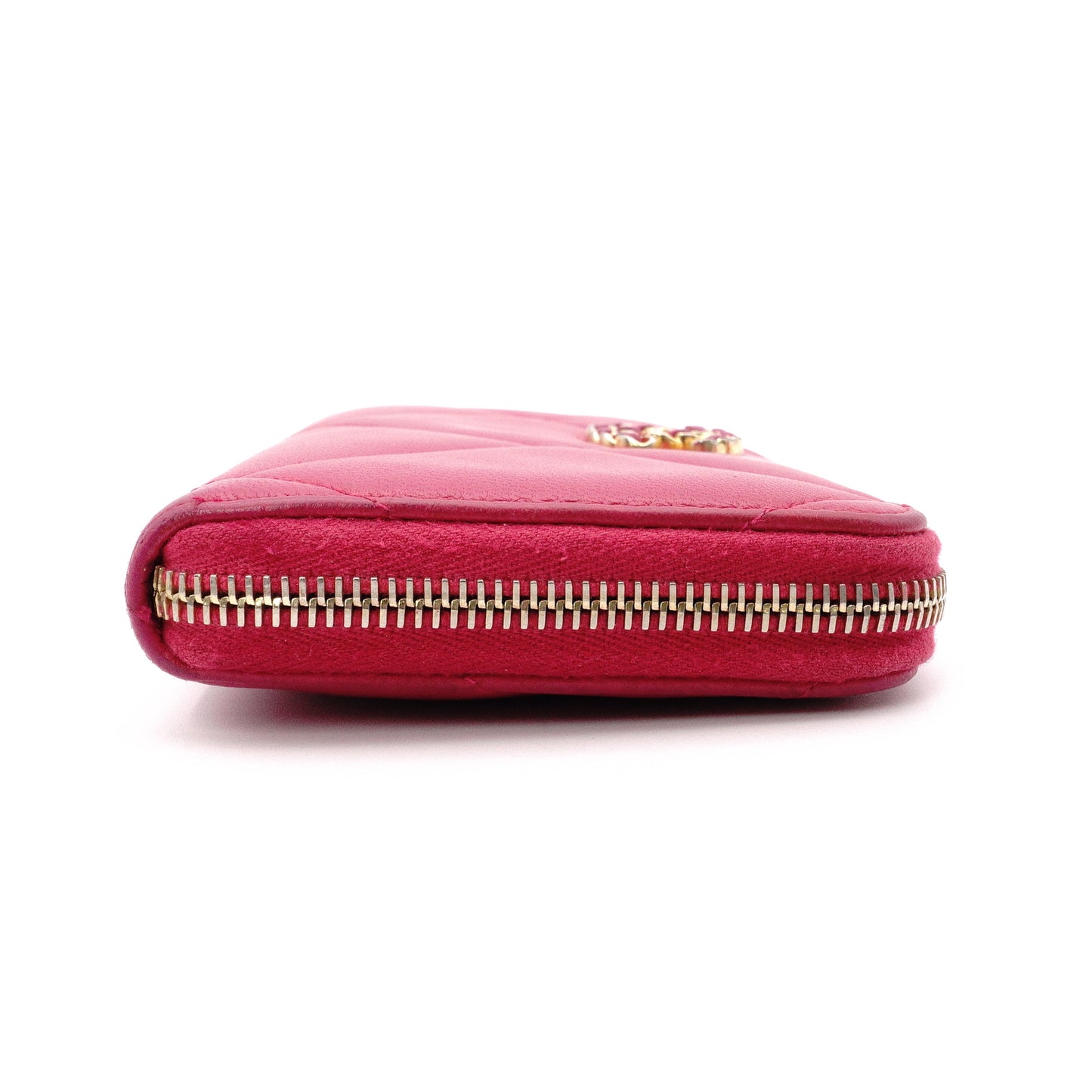 CHANEL CHANEL 19 Long Wallet, Leather, Pink, CC Logo, Gold Hardware, Matelassé Wallet