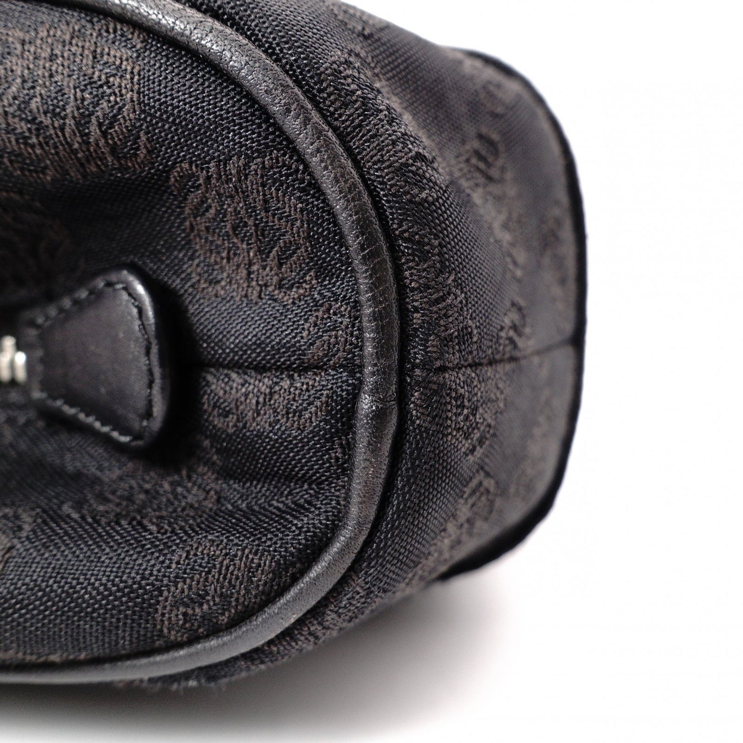 LOEWE Senda Vintage Shoulder Bag, Canvas and Leather, Black