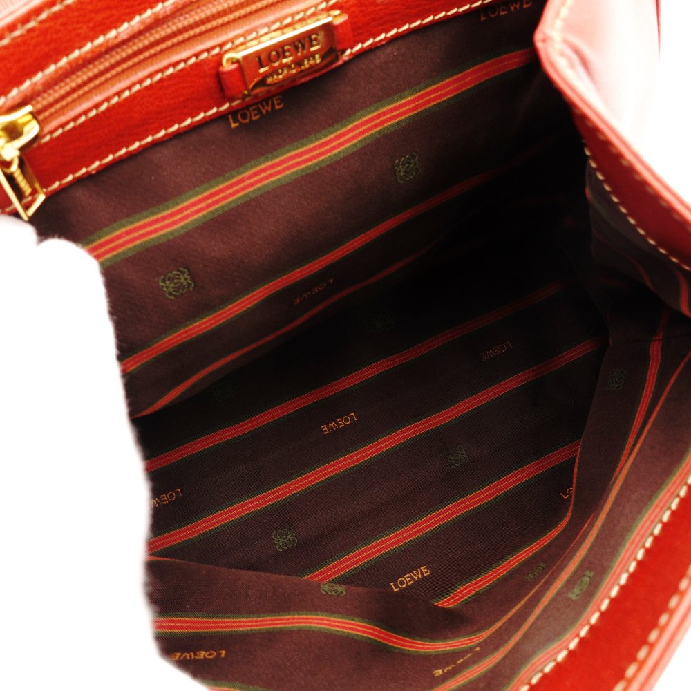 LOEWE Velasquez Handbag Orange Leather 2-Way Shoulder Vintage Gold Hardware R801997