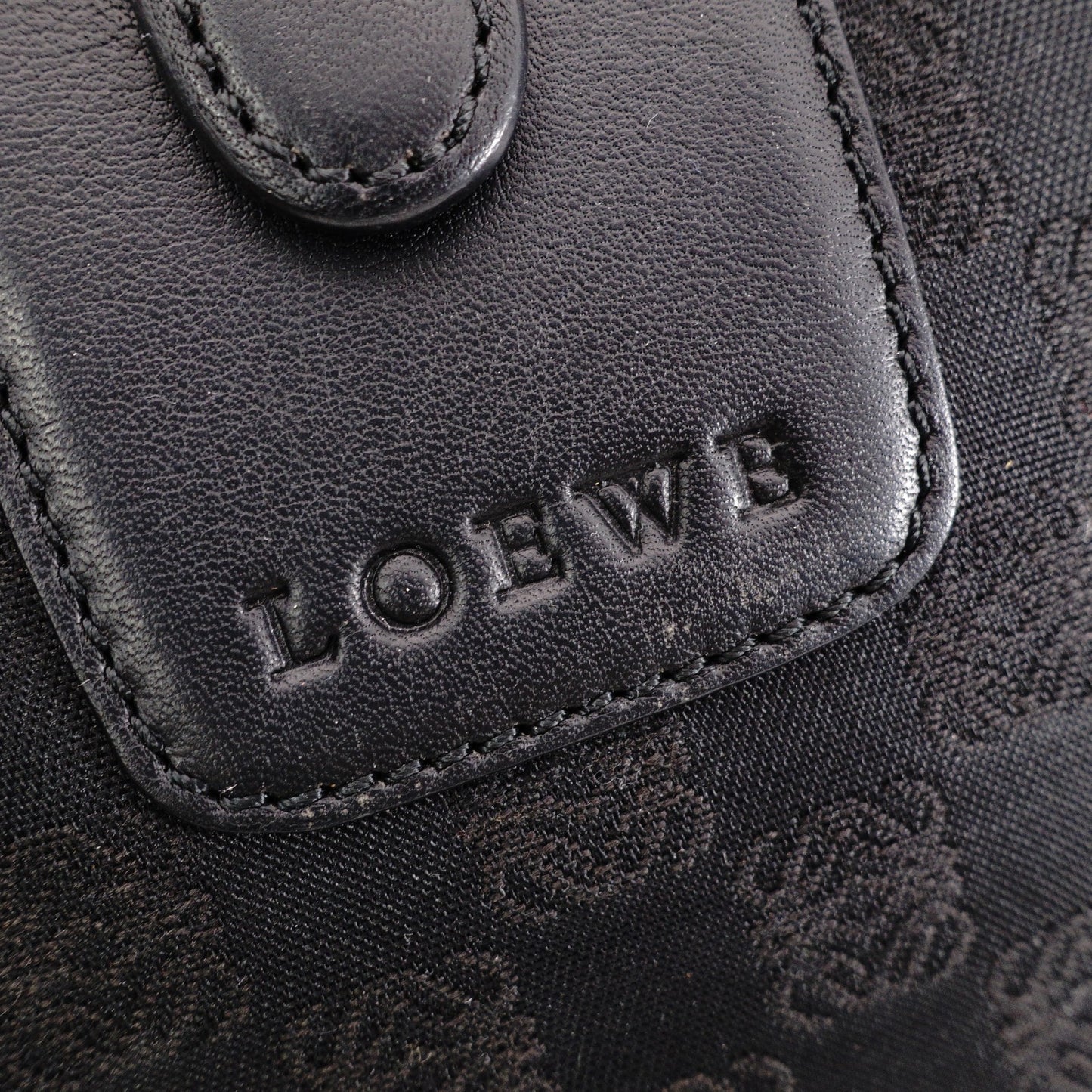 LOEWE Senda Vintage Shoulder Bag, Canvas and Leather, Black