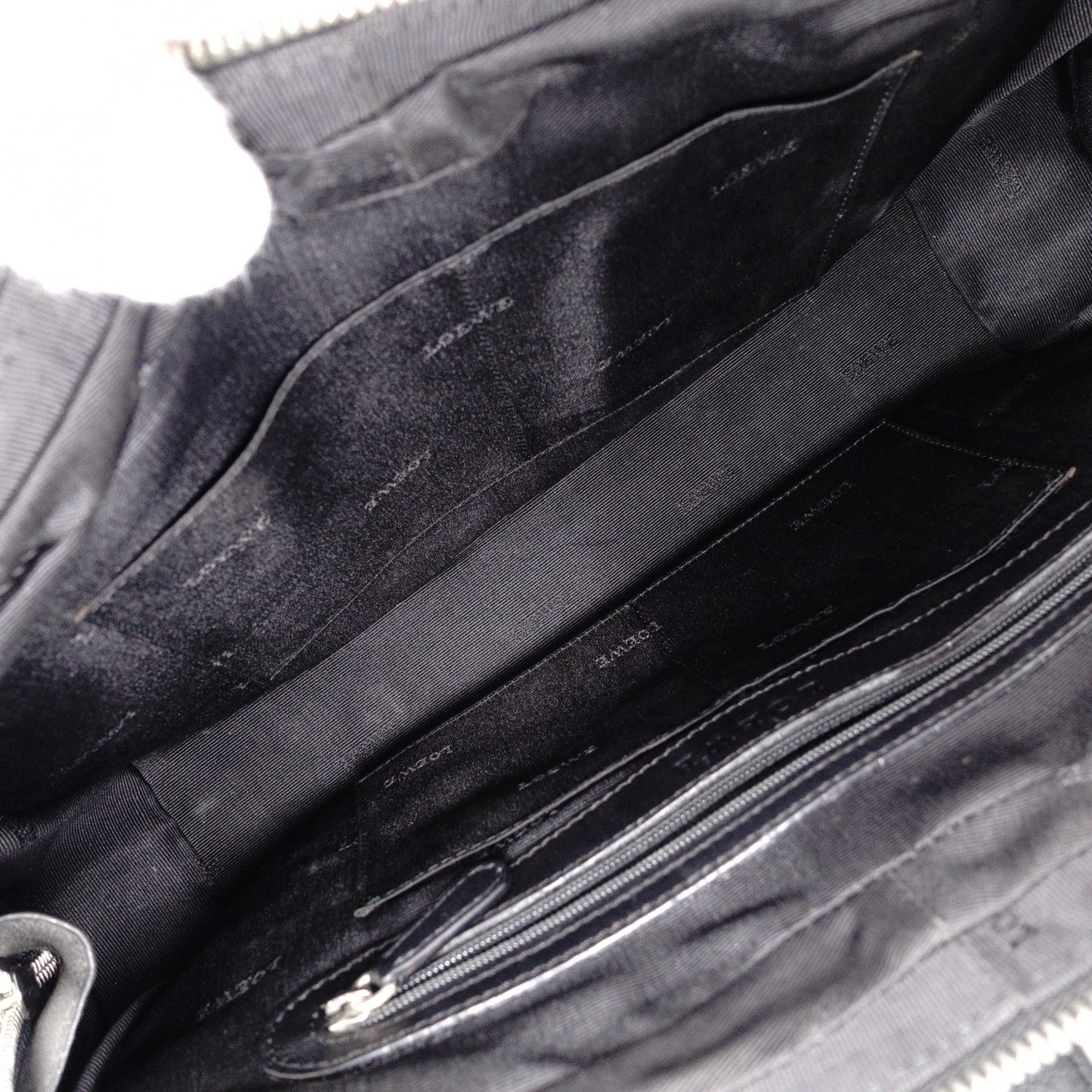 LOEWE Senda Vintage Shoulder Bag, Canvas and Leather, Black