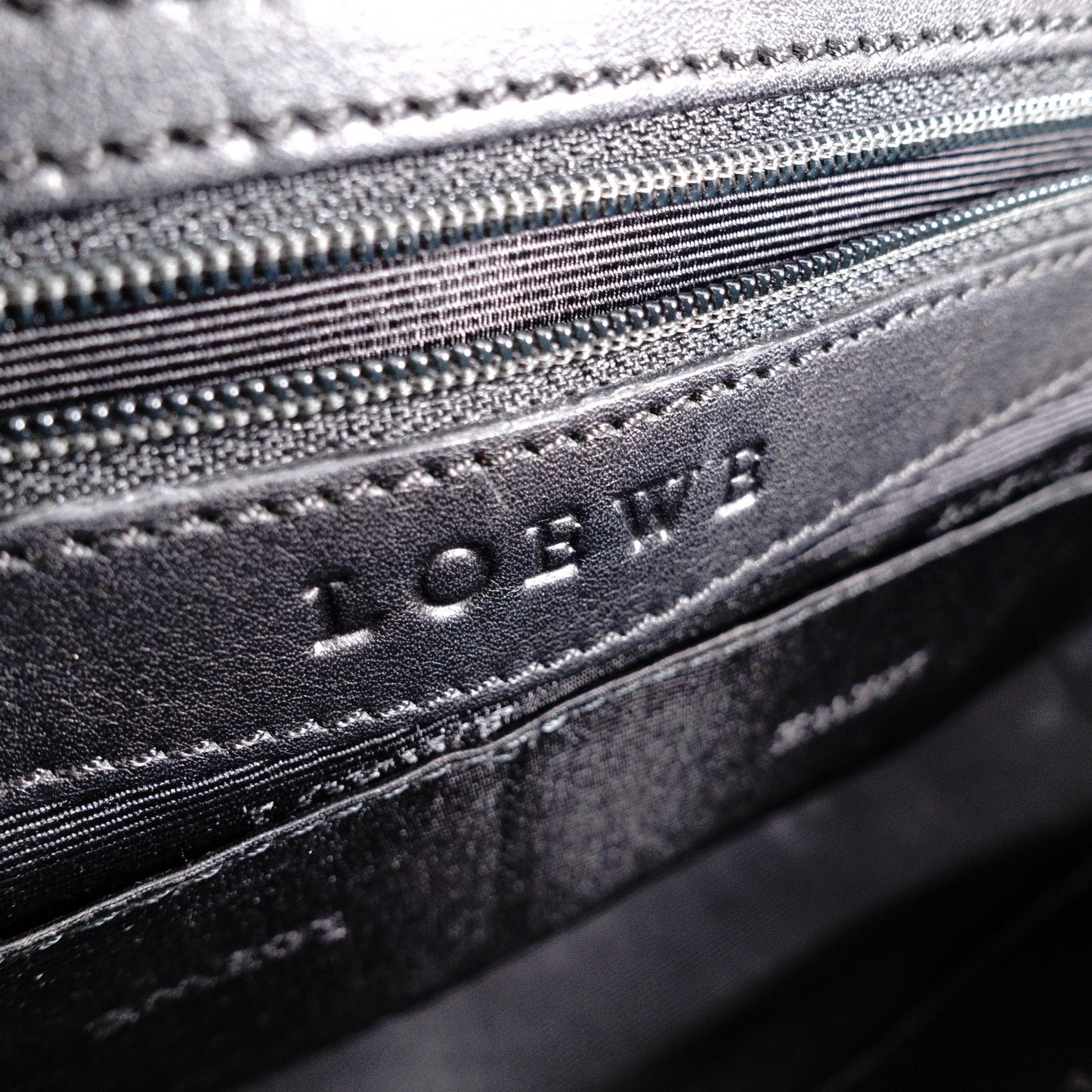 LOEWE Senda Vintage Shoulder Bag, Canvas and Leather, Black