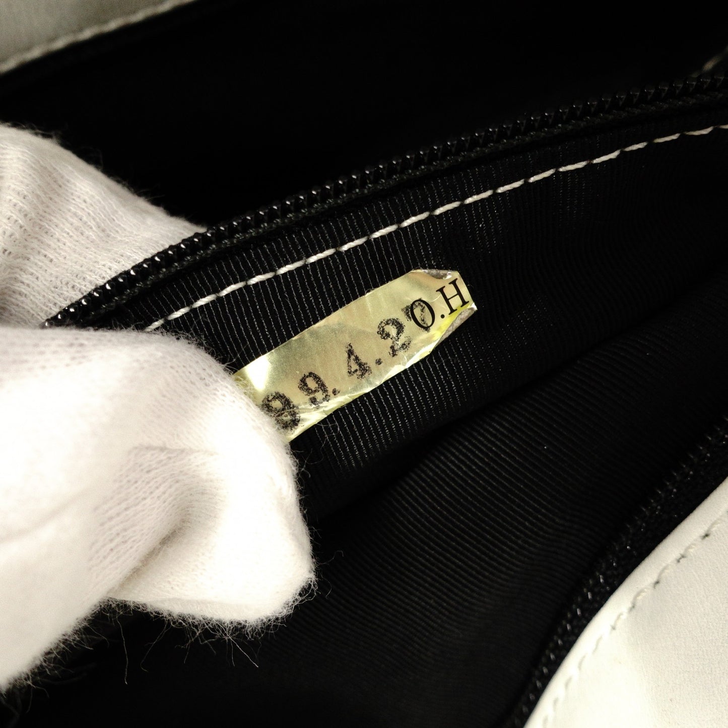 Chanel Lambskin Coco Logo Tote Bag, Leather, White, Women's, Two-tone, Black and White