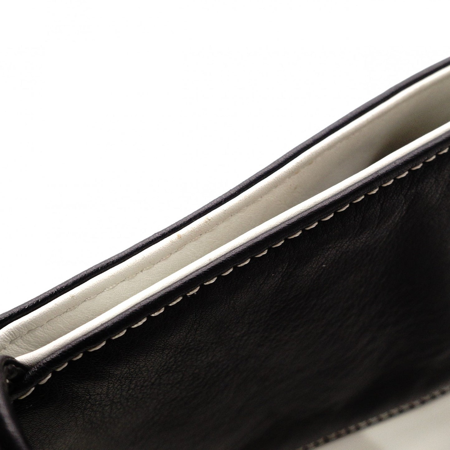 Chanel Lambskin Coco Logo Tote Bag, Leather, White, Women's, Two-tone, Black and White