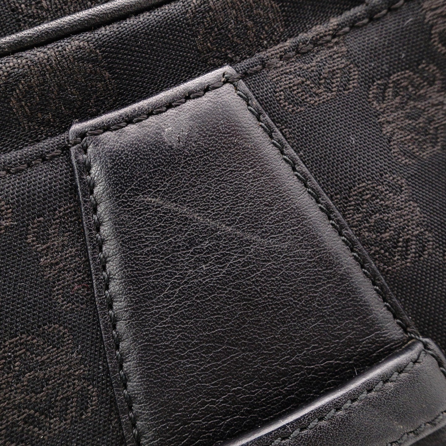 LOEWE Senda Vintage Shoulder Bag, Canvas and Leather, Black