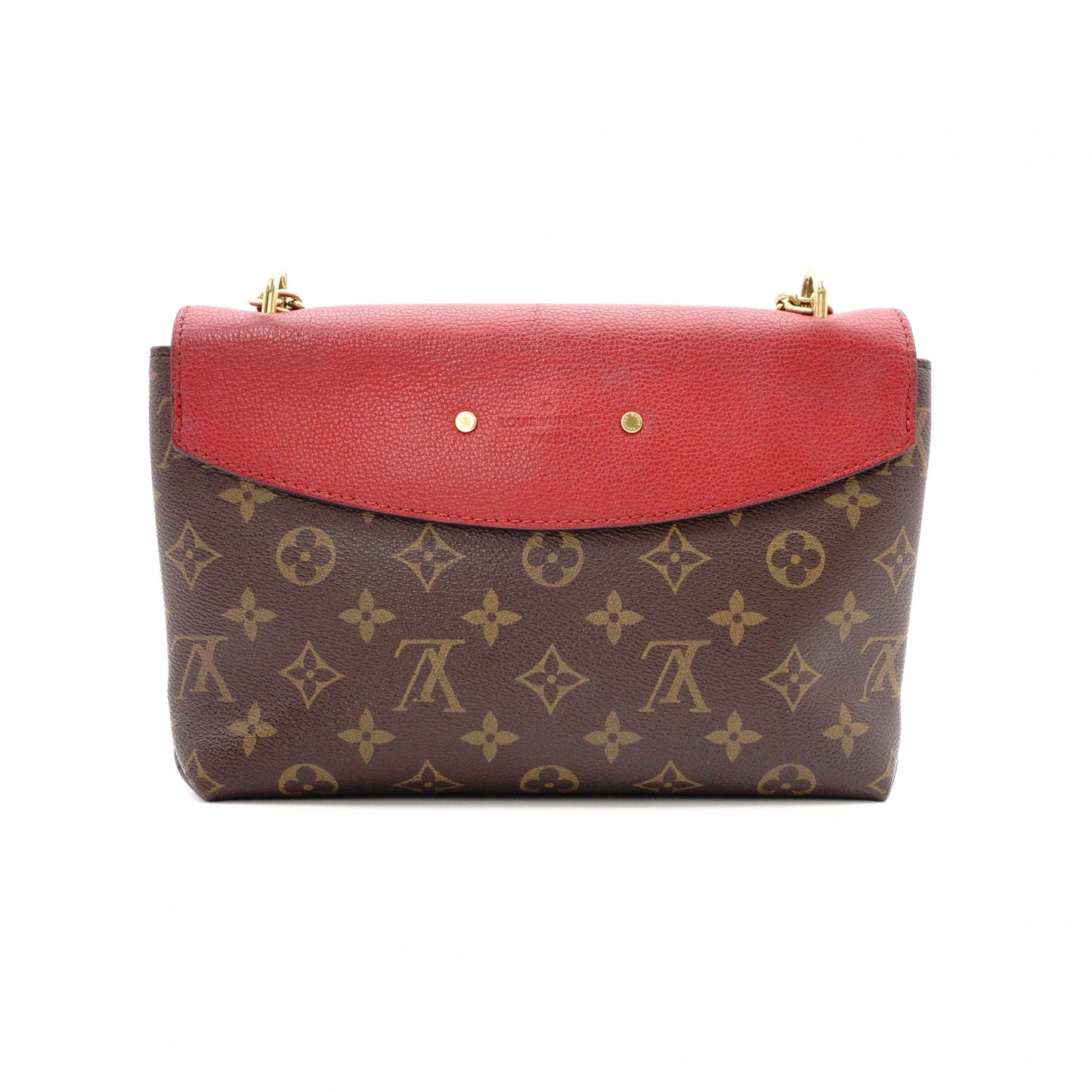 LOUIS VUITTON Saint Placide Monogram Canvas Shoulder Bag, PVC/Leather, Brown and Red, Women’s