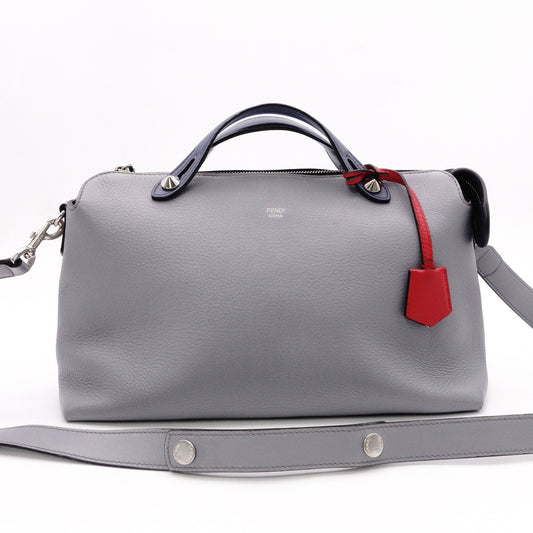 FENDI By the Way Shoulder Bag, Leather, Gray, 2-Way Crossbody, Silver Hardware