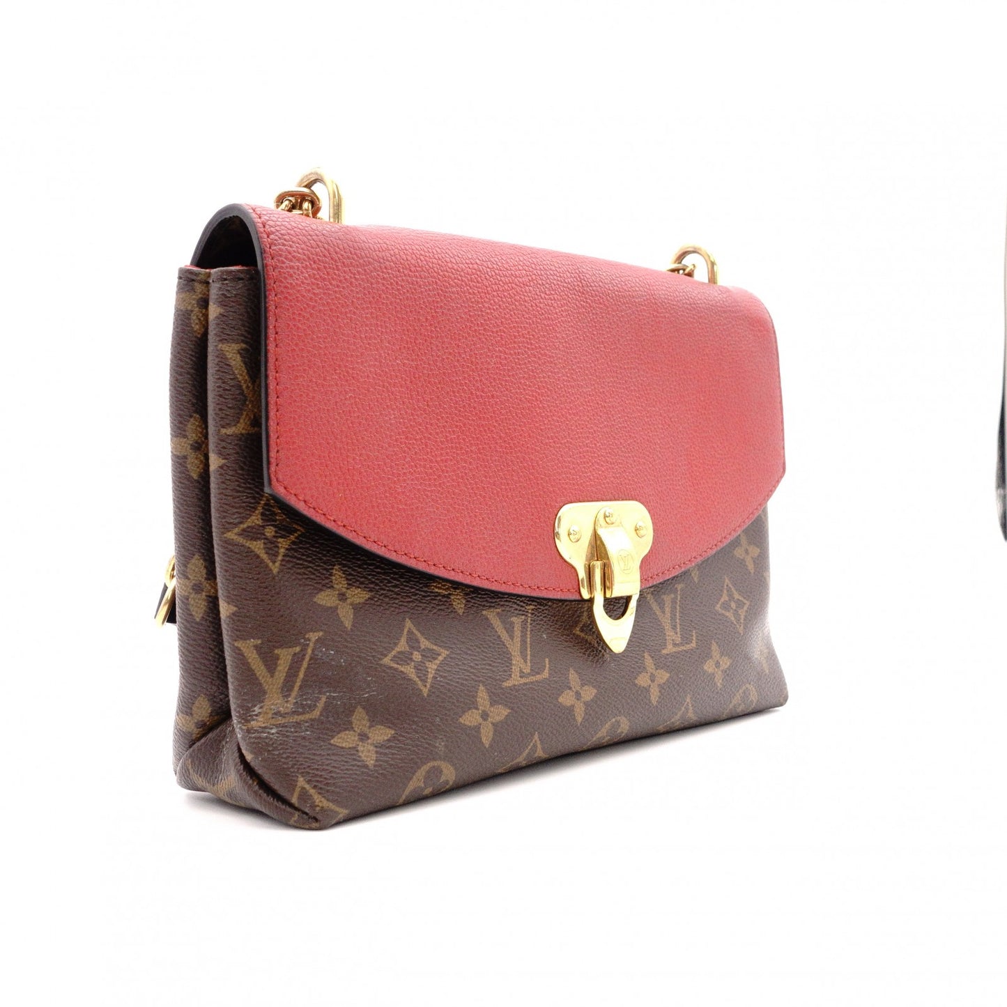 LOUIS VUITTON Saint Placide Monogram Canvas Shoulder Bag, PVC/Leather, Brown and Red, Women’s