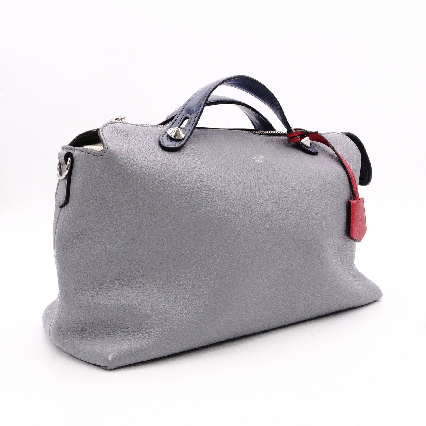 FENDI By the Way Shoulder Bag, Leather, Gray, 2-Way Crossbody, Silver Hardware
