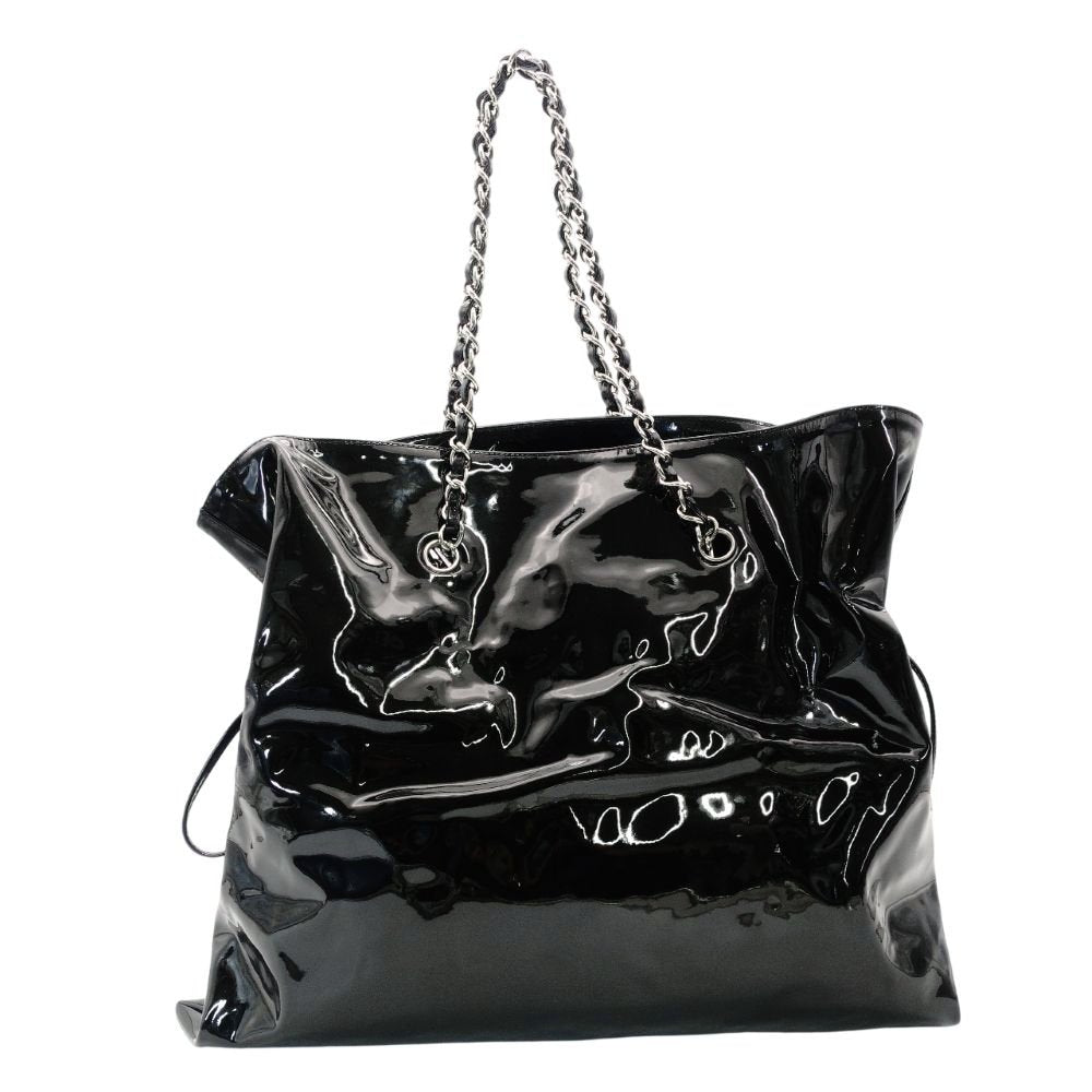 CHANEL CC Strass Bonbon Chain Tote with Coco Logo Chain Shoulder Bag, Enamel, Black, Silver Hardware, 7-11-762