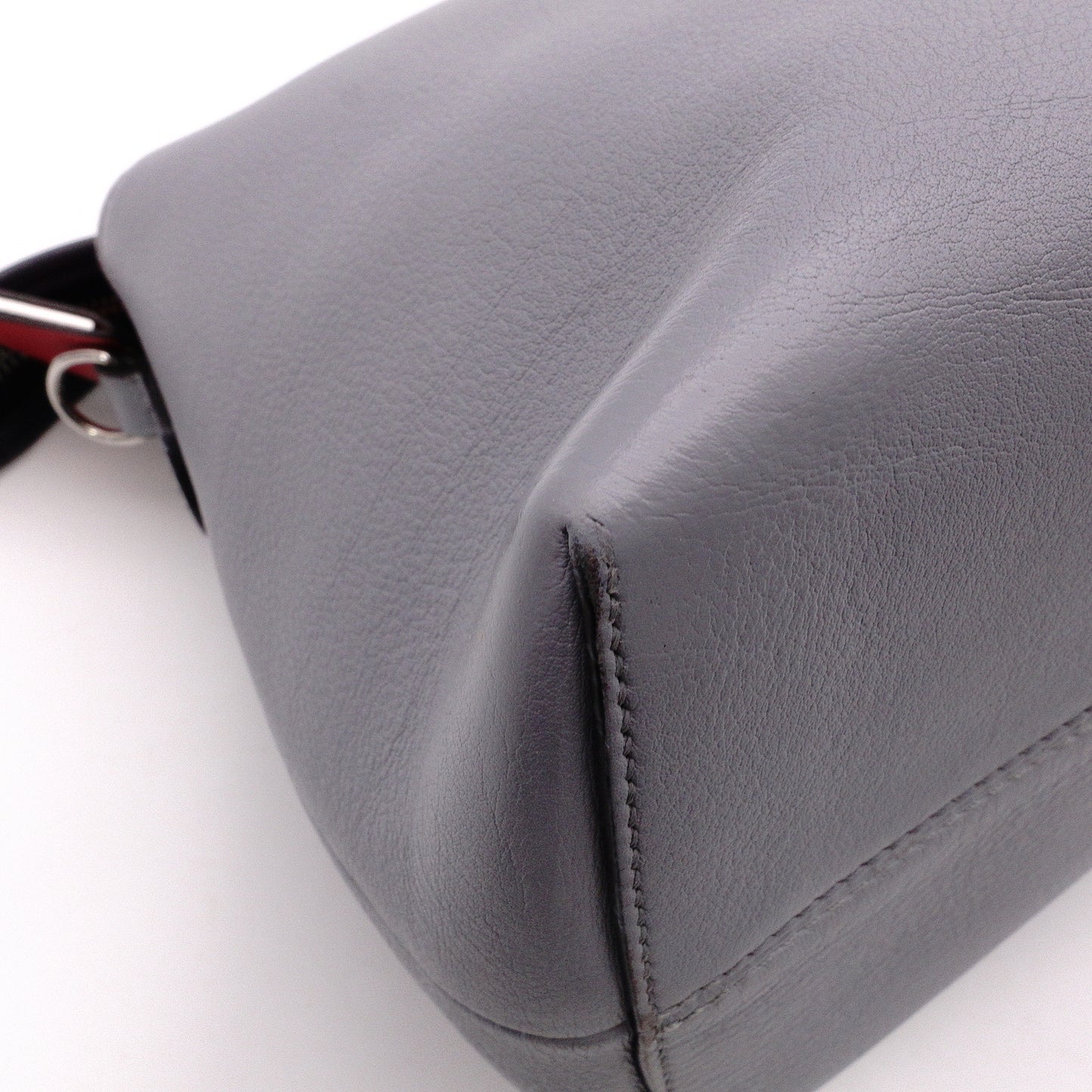 FENDI By the Way Shoulder Bag, Leather, Gray, 2-Way Crossbody, Silver Hardware