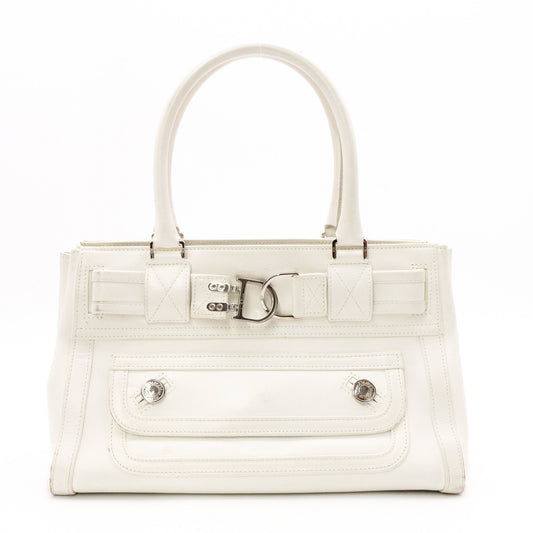 Christian Dior Flightline Shoulder Bag, Leather, White, Silver Hardware, CD Logo