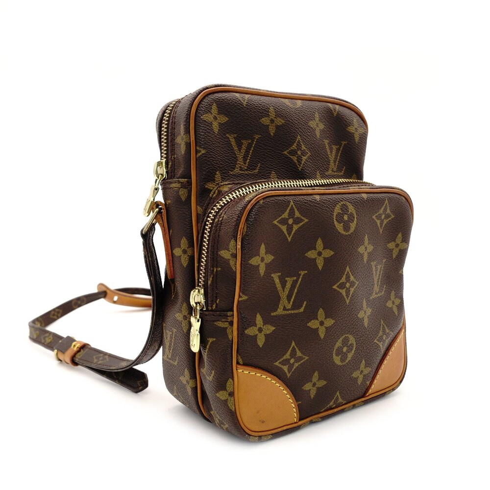 Louis Vuitton Amazon Monogram Canvas Shoulder Bag Crossbody Brown PVC Leather 7-8-706