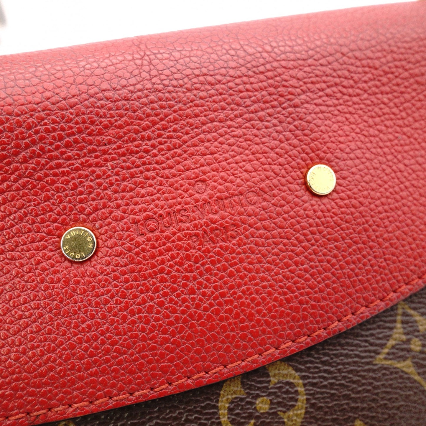 LOUIS VUITTON Saint Placide Monogram Canvas Shoulder Bag, PVC/Leather, Brown and Red, Women’s