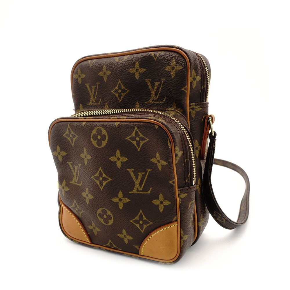 Louis Vuitton Amazon Monogram Canvas Shoulder Bag Crossbody Brown PVC Leather 7-8-706