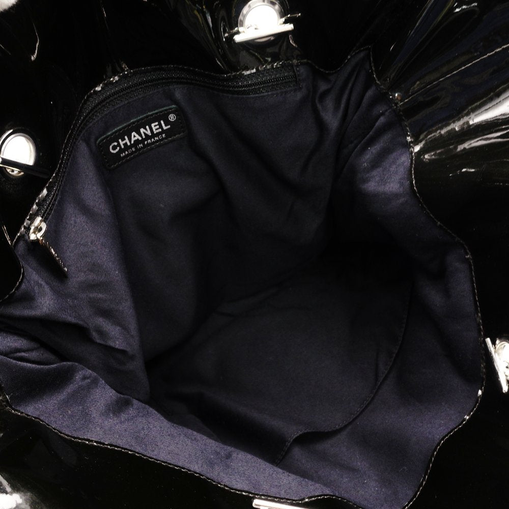 CHANEL CC Strass Bonbon Chain Tote with Coco Logo Chain Shoulder Bag, Enamel, Black, Silver Hardware, 7-11-762