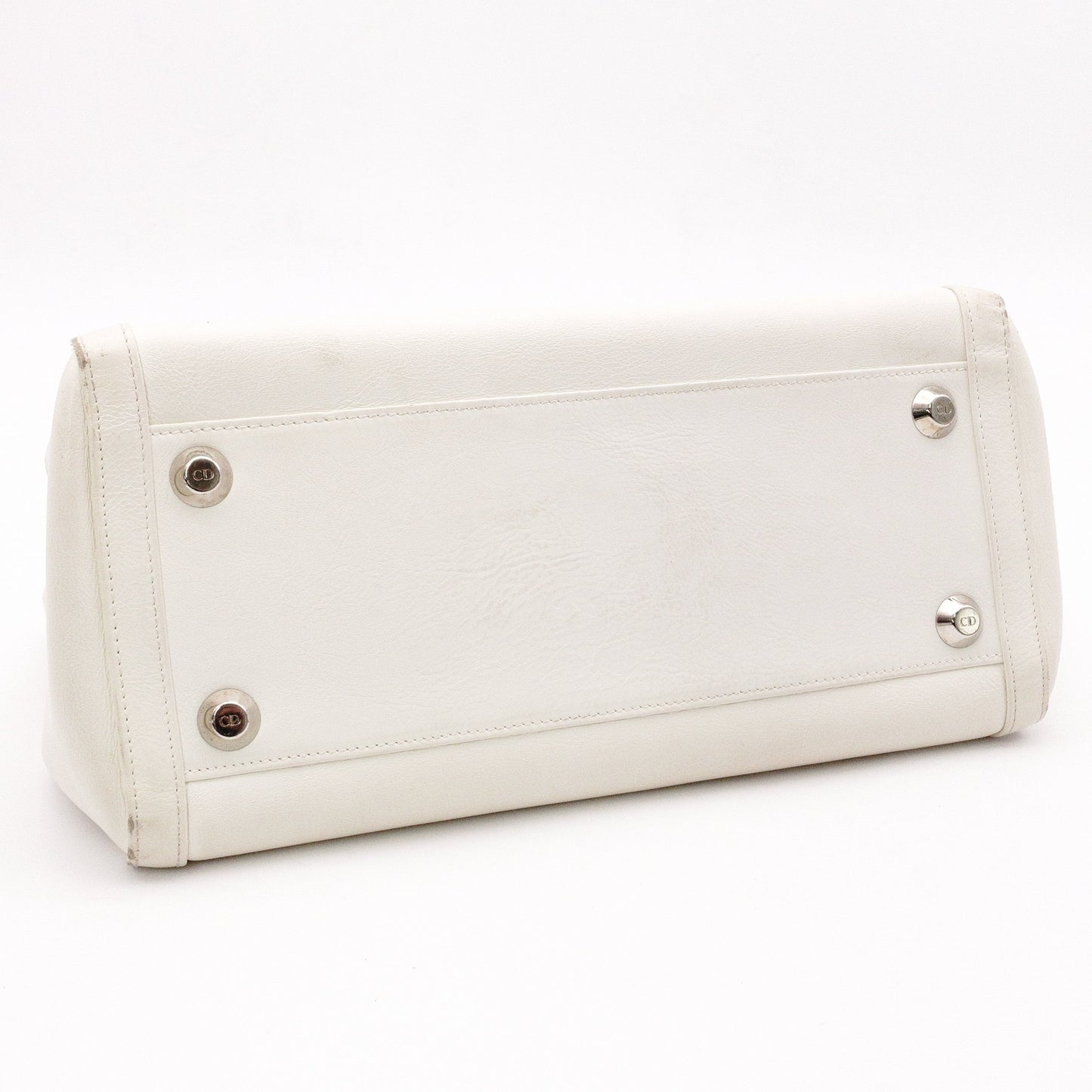Christian Dior Flightline Shoulder Bag, Leather, White, Silver Hardware, CD Logo