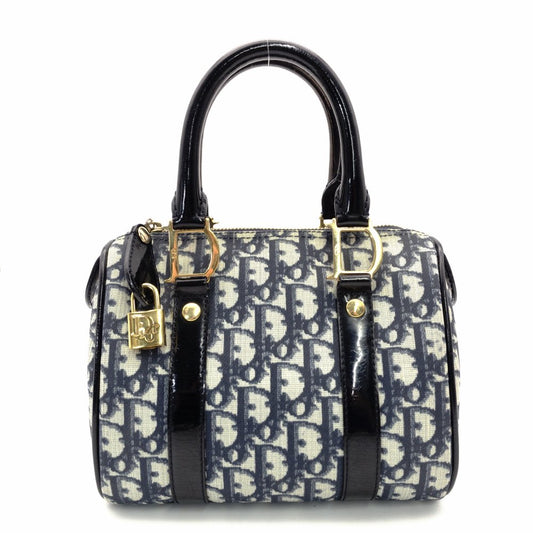 Christian Dior Trotter Mini Boston Navy × Beige PVC Leather R8020124