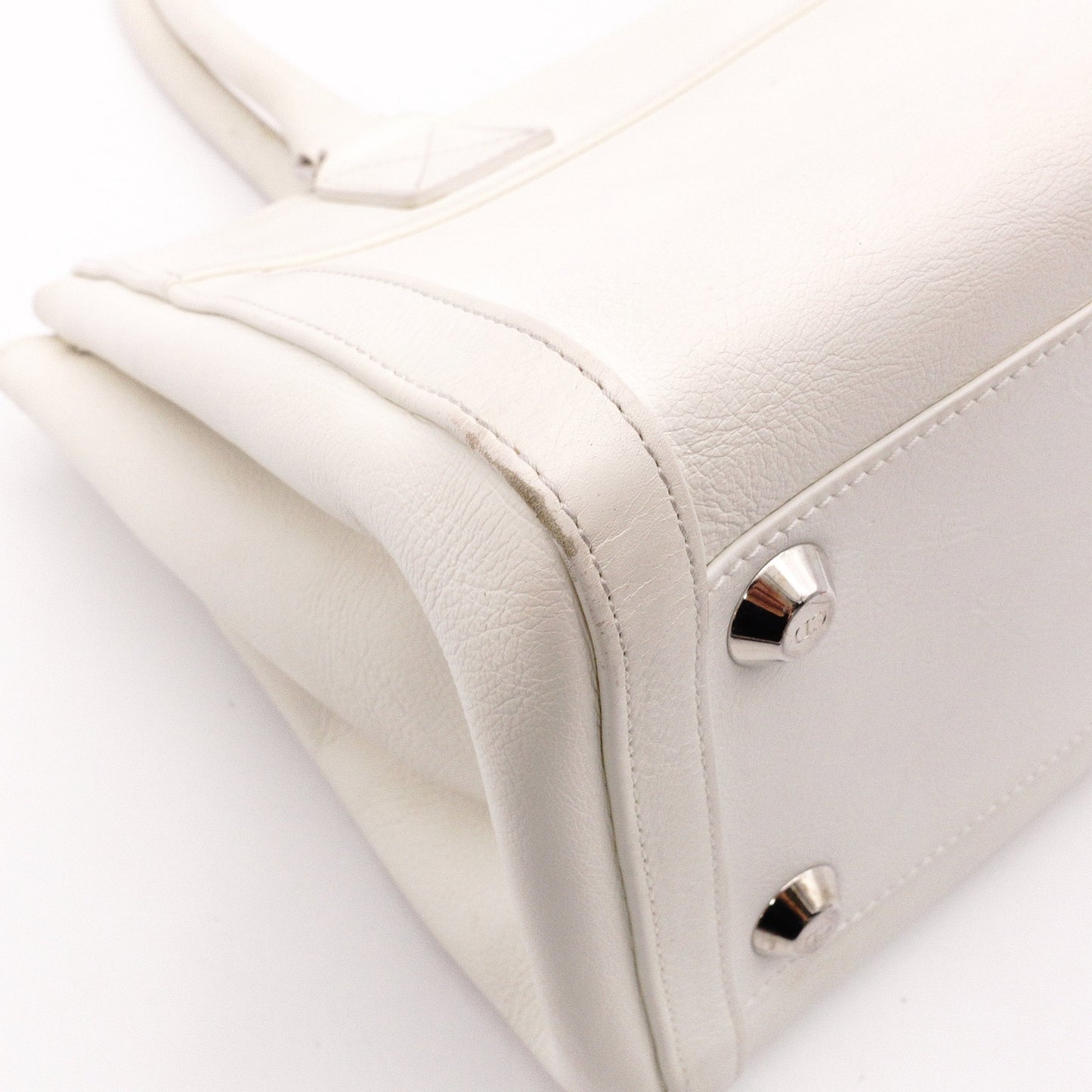 Christian Dior Flightline Shoulder Bag, Leather, White, Silver Hardware, CD Logo