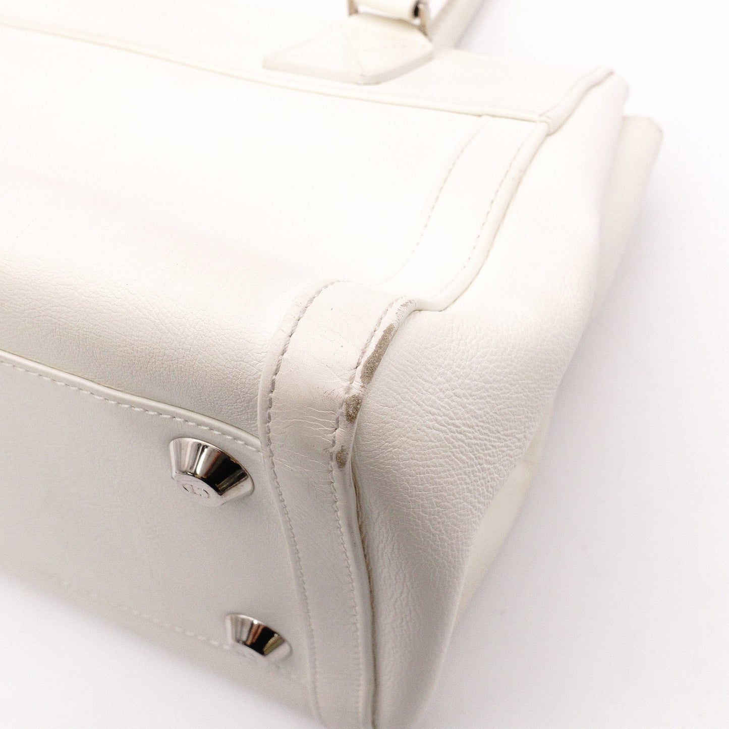 Christian Dior Flightline Shoulder Bag, Leather, White, Silver Hardware, CD Logo