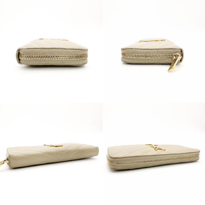 Saint Laurent Cassandra Long Wallet Beige Leather Gold Hardware Wallet YSL R801886