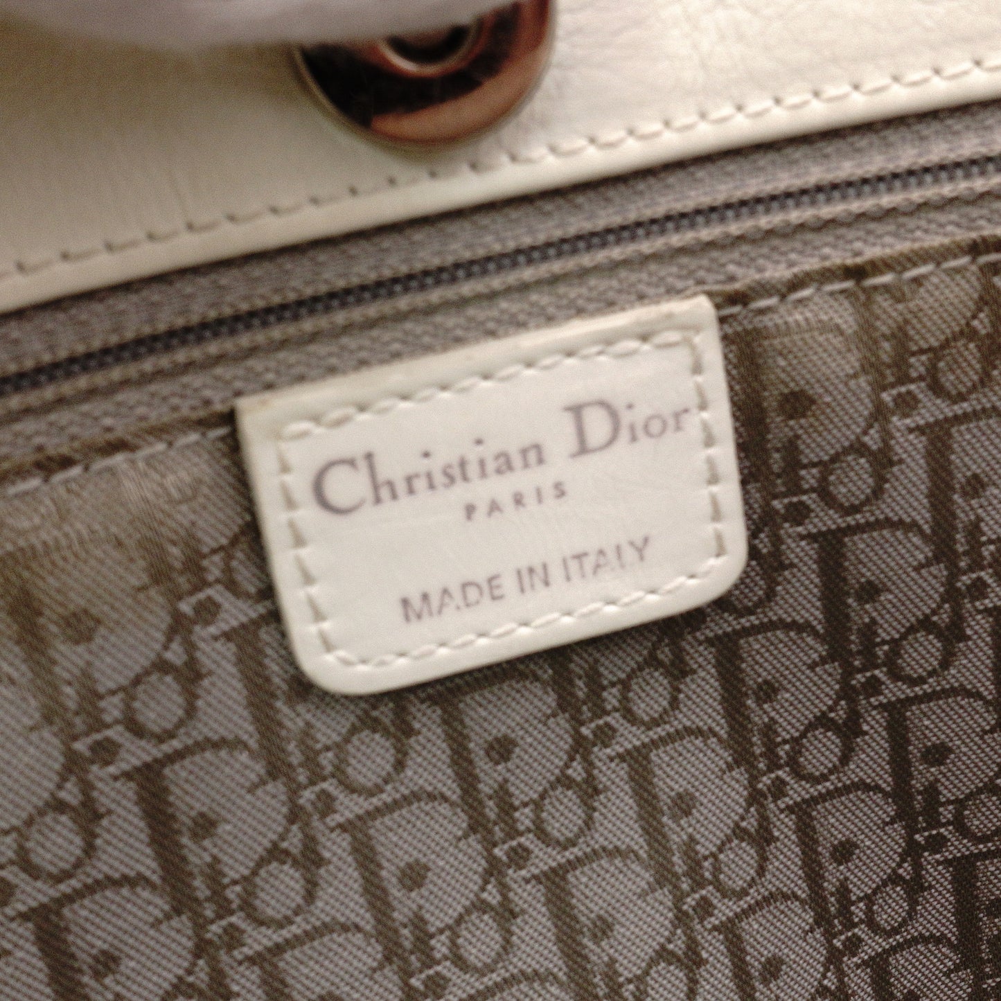 Christian Dior Flightline Shoulder Bag, Leather, White, Silver Hardware, CD Logo