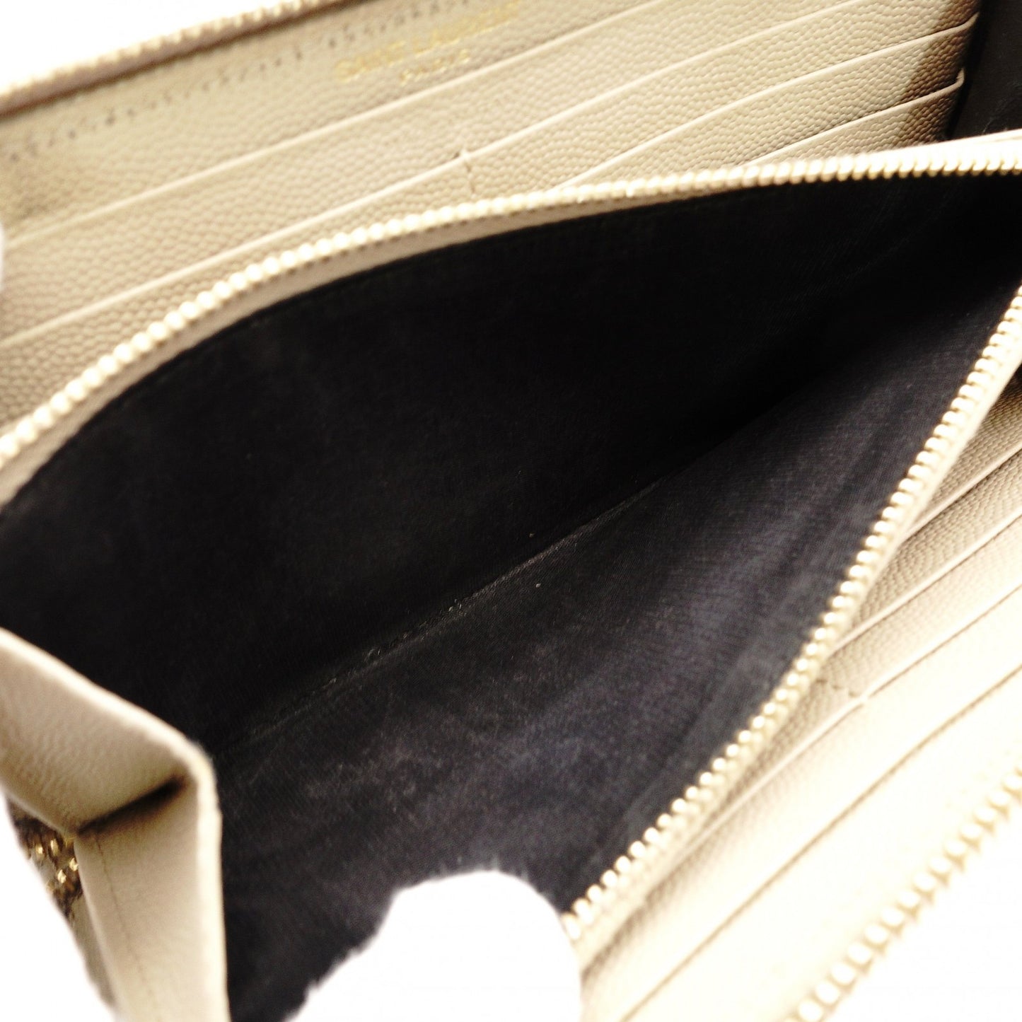 Saint Laurent Cassandra Long Wallet Beige Leather Gold Hardware Wallet YSL R801886